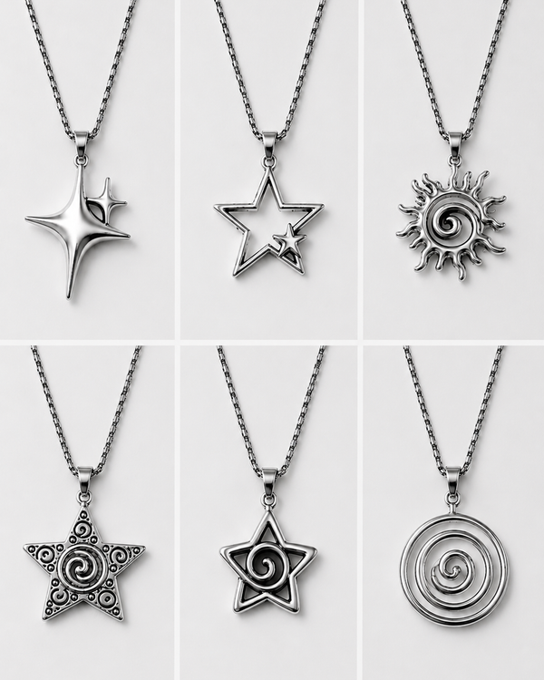 Y2K Grunge Metallic Chains (6-Piece Set)